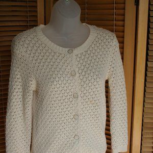 Anne Taylor White crochet Sweater Size S